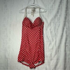 Red and White Polka Dot Chemise with Spaghetti Straps